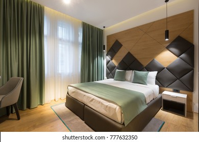 Interior Of A Luxury Double Bed Hotel Bedroom