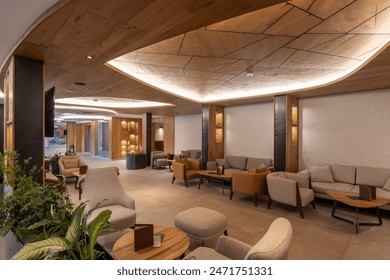 Interior of a  luxury hotel lobby in the evening - Powered by Shutterstock