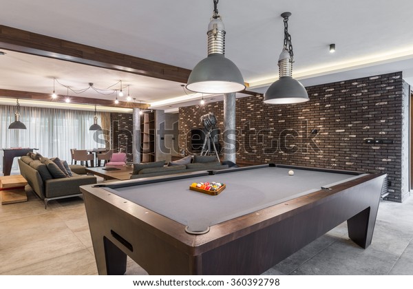 Interior Luxury Living Room Billiard Table Stock Photo (Edit Now) 360392798