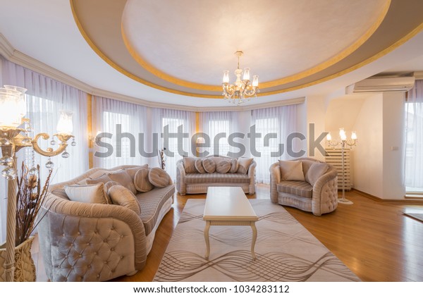 Interior Luxury Living Room Round Circle Stock Photo (Edit Now) 1034283112