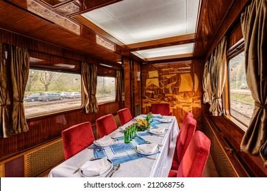 Interior Of Luxury Old Train Carriage