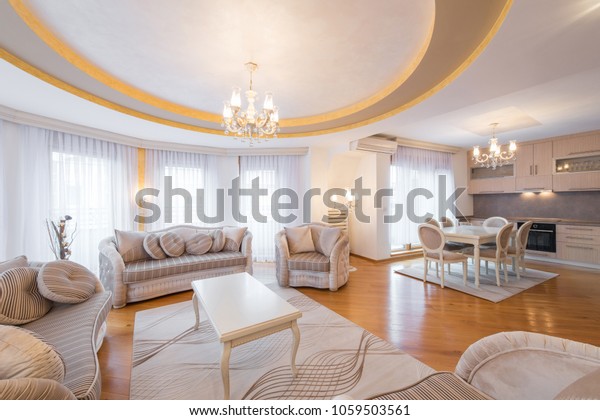 Interior Luxury Open Plan Apartmentliving Room Interiors Stock Image