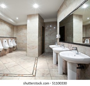 Interior of a luxury public restroom