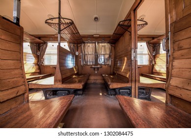 Interior Of Luxury Vinitage Old Train 