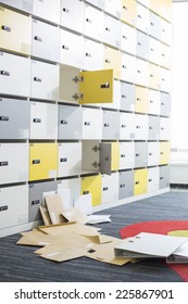 Interior Of Messy Locker Room In Creative Office