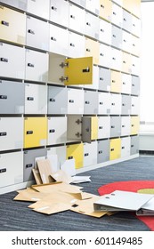 Interior Of Messy Locker Room In Creative Office