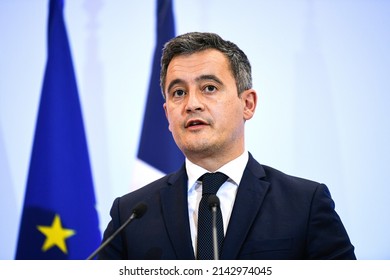 Interior Minister Gerald Darmanin during a conference at the Interior Ministry at Place Beauvau, in Paris, France on November 29, 2021.