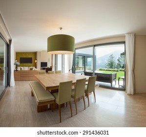 Interior of a modern apartment furnished, comfortable dining room