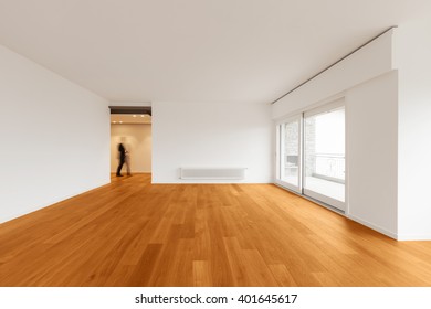 Interior of modern apartment with wooden floor - Shutterstock ID 401645617