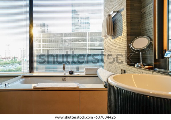 Interior Modern Bathroom Shutters Royalty Free Stock Image