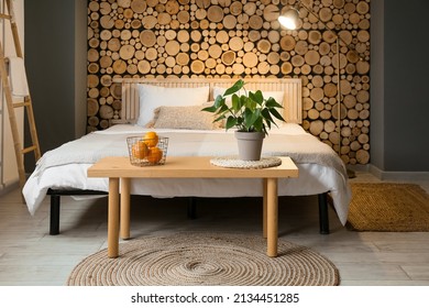 Interior Of Modern  Bedroom With Banquette