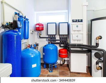 
Interior Of Modern Boiler With A Boiler In A Deep Well Pump.