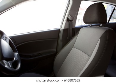 Interior Of Modern Car With Empty Driver Seat  