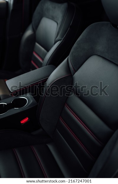 Interior\
of modern car, seats of a modern passenger\
car