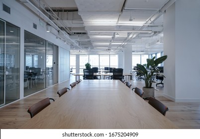 Interior Of Modern Empty Office Building.Open Ceiling Design.