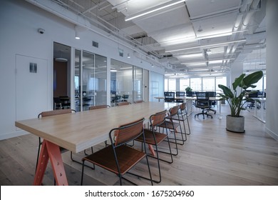 Interior Of Modern Empty Office Building.Open Ceiling Design.