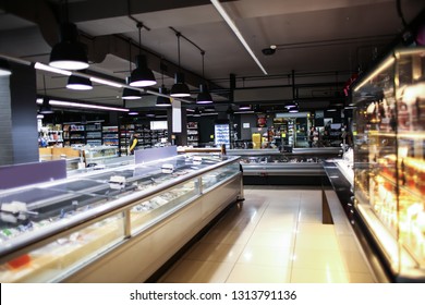 Interior of modern grocery store