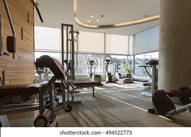 Interior Of A Modern Hotel Gym

