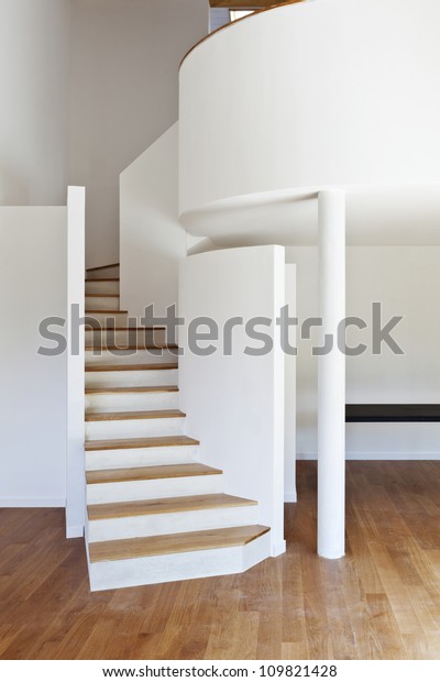 Interior Modern House Staircase Parquet Floor Stock Photo Edit