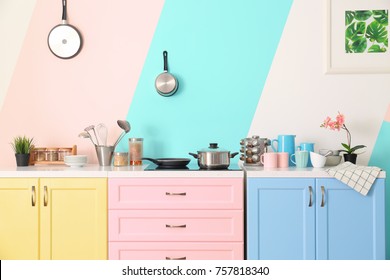 Interior of modern kitchen - Shutterstock ID 757818340