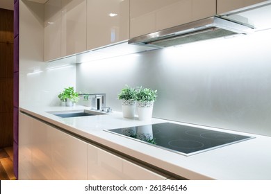 Interior Of Modern Kitchen With Induction Hob