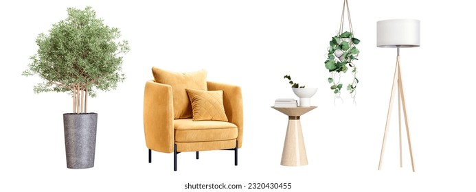 Interior modern living room in 3d rendering. Modern interior furniture set in 3d rendering - Shutterstock ID 2320430455