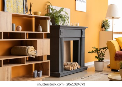 Interior Of Modern Living Room With Fireplace