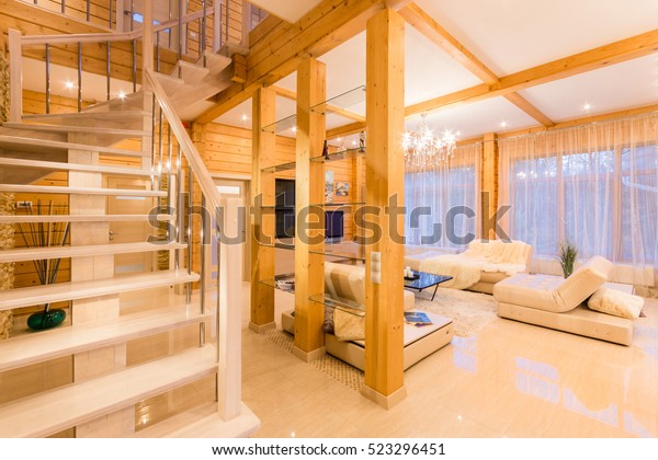 Interior Modern Living Room Staircase Stock Photo Edit Now 523296451