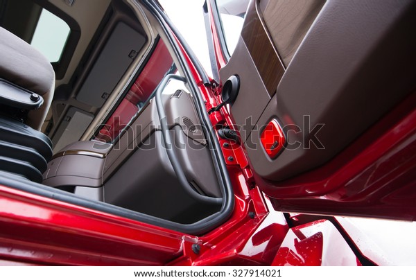 Interior Modern Luxury Red Semi Truck Stock Photo Edit Now
