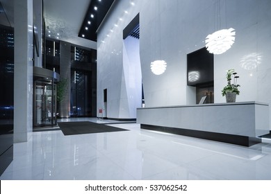 Interior Of Modern Office Lobby.