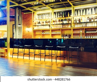 Interior Of A Modern Pub Or Bar At Night