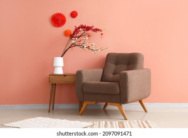 Interior of modern room decorated for Chinese New Year celebration - Shutterstock ID 2097091471