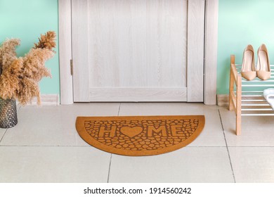 Interior Of Modern Stylish Hallway With Door Mat