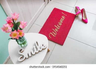 Interior Of Modern Stylish Hallway With Door Mat