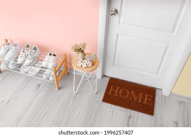 Interior Of Modern Stylish Hallway With Door Mat