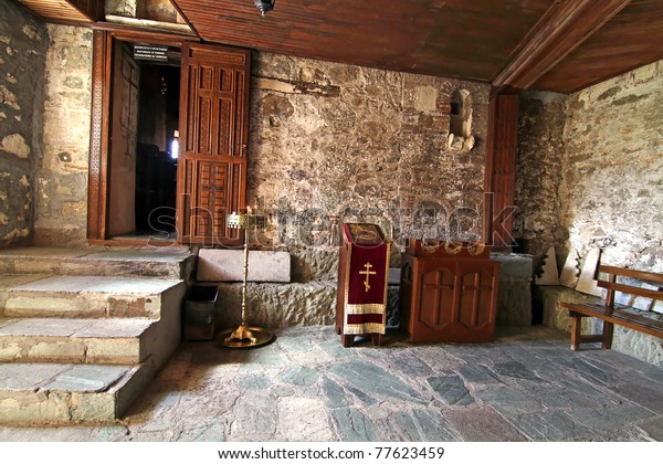 Interior Monastery Holy Trinity 1475 Meteora Stock Image