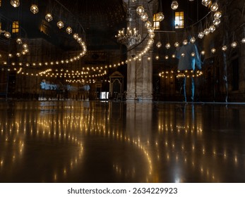 The interior of Mosque of Muhammad Ali in Cairo, Egypt.