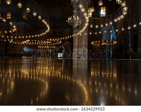 The interior of Mosque of Muhammad Ali in Cairo, Egypt.