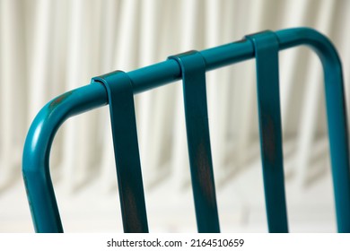 Interior Objects Furniture Teal Blue Metal Strap Stand Chair Detail