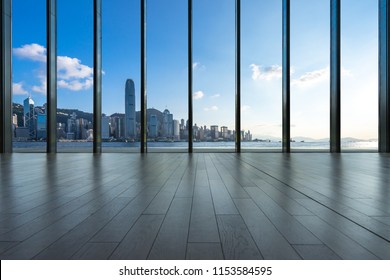 Interior Of Office Building With City Skyline In Hong Kong China