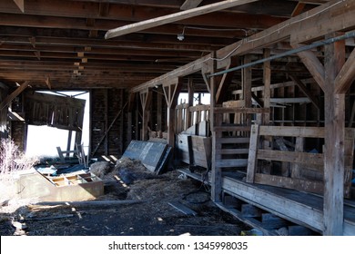 Interior Of An Old Abandoned Barn