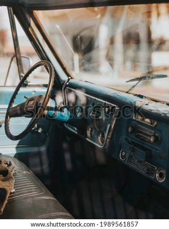 Similar – Image, Stock Photo Classic car falling apart, scrap car