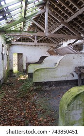 Interior Of Old Derelict And Abandoned House / Farm. Very Messy Lots Of Rubbish And Decay. Urban Decay.