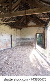 Interior Of Old Derelict And Abandoned House / Farm. Very Messy Lots Of Rubbish And Decay. Urban Decay.