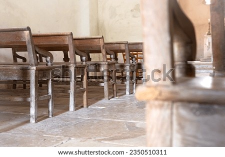 The interior of the old French church, selective focussed
