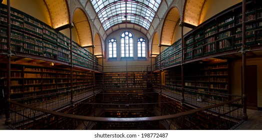 Interior Of Old Library In Rijksmuseum Amsterdam, Holland. 08 June 2014.