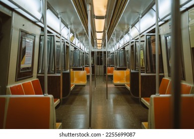 Interior of an old NYC Subway car, New York, New York