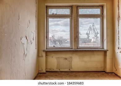 Interior Of An Old, Ruined Building - View From The Window