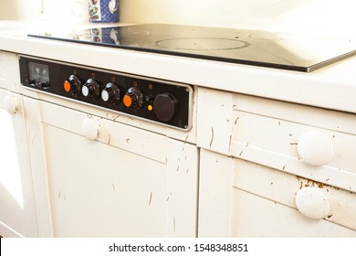 interior of a old simple kitchen, needs renovation closeup