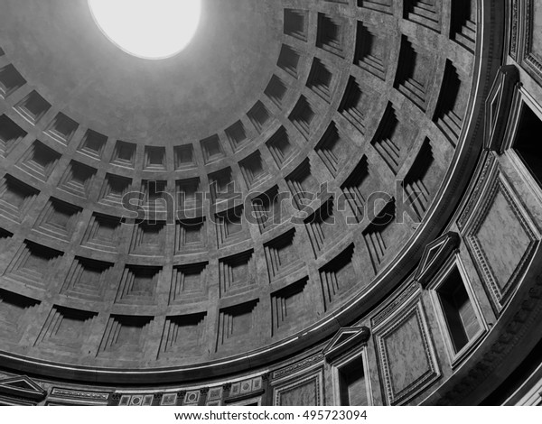 Interior Pantheon Rome Italy Looking Skylight Stock Photo